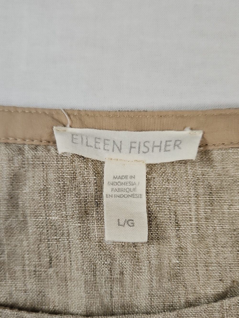 Eileen Fisher Oatmeal Organic Linen Tunic Top, Size Large - Picture 2 of 10